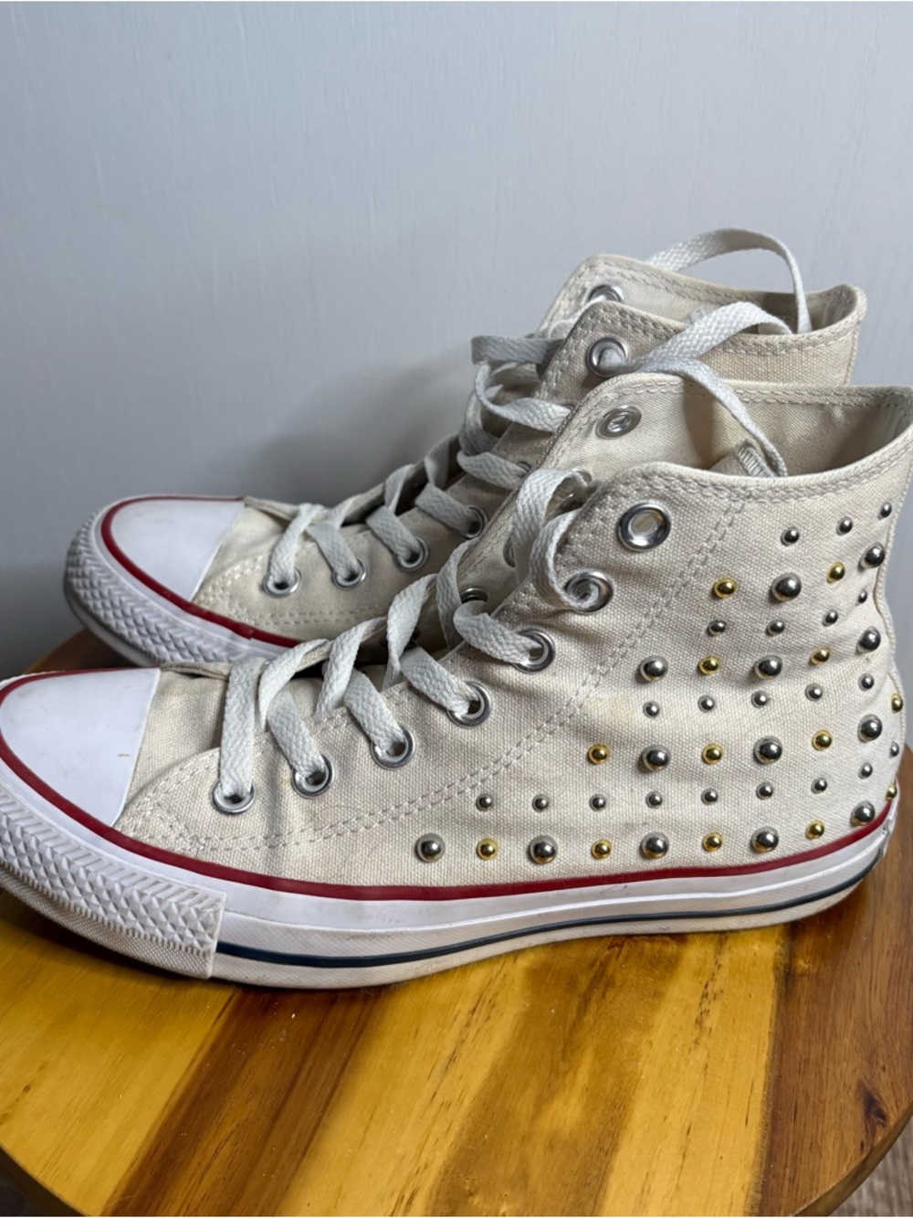 Converse Chuck Taylor Studded Cream High-Top Sneakers US W6